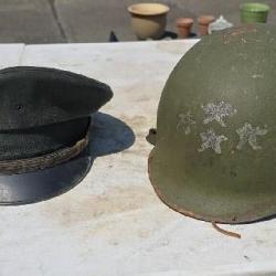 World War II Military Helmet and Cap