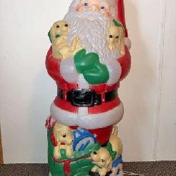 Santa Holding Puppies Blow Mold