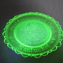 Uranium Glass Trinket Plate w/ Scalloped Edges