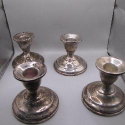 4 Weighted Sterling Candleholders