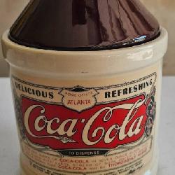 Coca-Cola Ceramic Jug with Lid Featuring Vintage Label