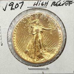 1907 High Relief $20 Saint-Gaudens Gold Coin