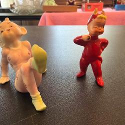 Ceramic Figurines Made in Japan: Devil and Girl Motif