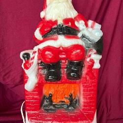 Vintage Blow Mold Tabletop Santa & Tree Skirt