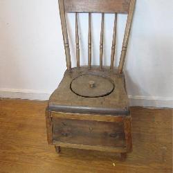 19th-Century Wooden Commode Chair