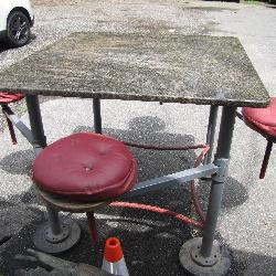 Heavy Iron Frame Mess Hall Table With Stools