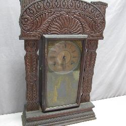 American Mantel Clock with Ornate Woodwork
