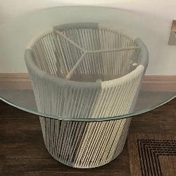 P - GLASS TOP TABLE WITH WOVEN ROPE BASE (A12)