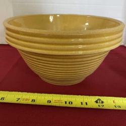 Vintage Yellow Ring Ware Pottery Mixing Bowl