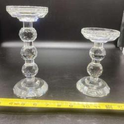 Modern Gemstone Cut Crystal Candle Holders