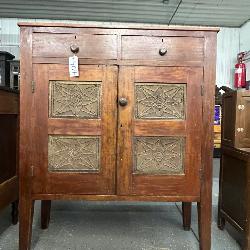 #404 Incredible Walnut Pie Safe with Punched Tin Star Pattern and Original Long Tapered Legs