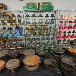 cast iron skillets, lanterns 