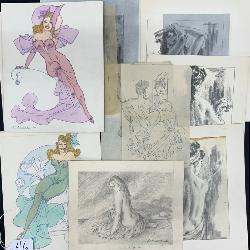 #46 Lot of 12 Original signed art work by Leo Nowak