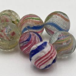 Antique German Glass Swirl/Latticino Core Marbles