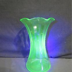 Uranium Glass Ruffled Top Vase
