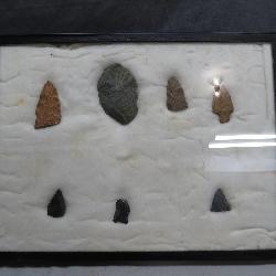 Framed Display of Arrowheads and Tools