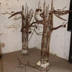2pc Metal Tree Sculptures (3 branches are detached