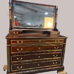19TH CENTURY MAHOGANY FRENCH EMPIRE BRASS ADORNED