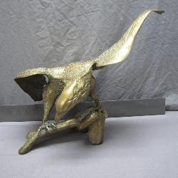 Solid Brass Eagle Statue in Mid-Flight Pose