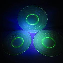 3 Matching Uranium Glass Plates