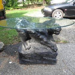 Glass-Top Table With Panther Base Design