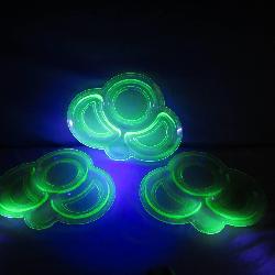 3 Matching Uranium Glass Snack Plates