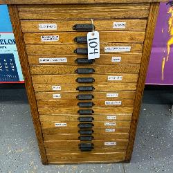 #104  Hamilton  MFG CO. Oak Typesetters Cabinet 