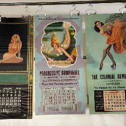 #193 Lot of 3 Large Print House Pin -up girl Calendars 1948, 1952,1950 Incl. Lady  swimming  in Ocea
