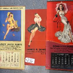 #236 Lot of 3 Pin-up Girl Calanders Incl.( 1941,1942,1948,1950) as is Print House & Advertising
