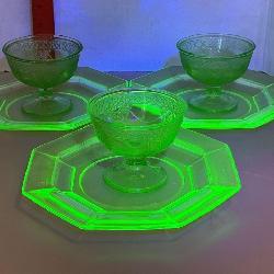 Vintage Green Uranium Depression Glass