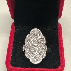 FZN Sterling Silver Clear CZ Cubic Zirconia Cocktail Ring Size 9