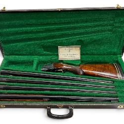 Excellent 1964 Engraved Belgian Browning Lightning Superposed Skeet Shotgun 4-Barrel Set in Case