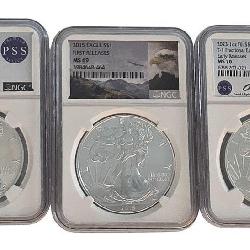 (3) $1 Silver Eagle US Coins