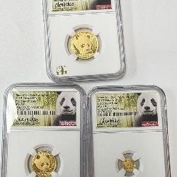 3-Coin Set, 2018 Gold Panda Coins, NGC