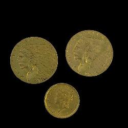 (3) US Gold Coins, $2.5 and $1