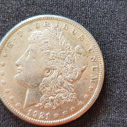 1921 Morgan silver dollar