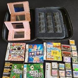 Nintendo DS units and games, case