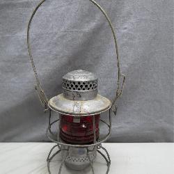 Railroad Lantern With Red Globe and Markings