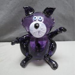 Purple Handblown Glass Cat Figurine