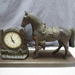 Metal Horse Figurine Accent Clock