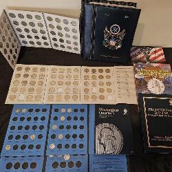 Small Coin Collection w/ Quarters & Empty Binders