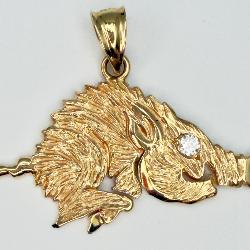 Incredible 14K Razorback Pendant w/ Diamond Eye