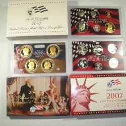2007 -7 SILVER PROOF COINS 10 OF 14 PROOF COINS W/