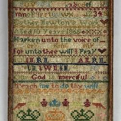 Framed 1865 English Sampler by Esther Newton