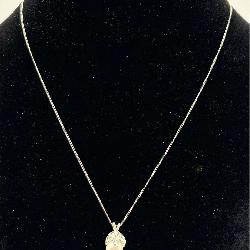 14K White Gold Pearl & Diamond Necklace