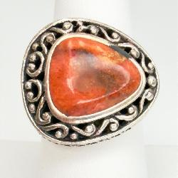 Sterling Silver Coral Ring