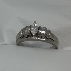 Diamond Platinum Bridal Set, Marquise Cut, Total Carat Weight .51