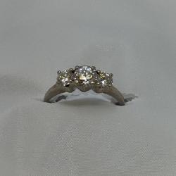 3 Stone Diamond Ring, 14 KT., Carat Weight .85 Center Stone, Total Weight 1.55