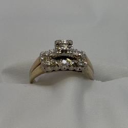 14 KT. Ladies� Two Tone Wedding Set, Total Carat .20, Round Cut