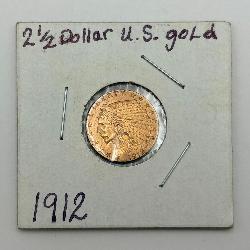 1912 Indian Head 2 1/2 Dollar 90% Gold Coin